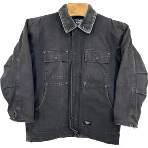 Vintage Men's Faded Walls Blizzard Pruf Black Canvas Barn Chore Jacket sz Lg Reg